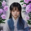 香蕉视频产品总监陈果果证件照，专业干练，薰衣草紫系背景，自信微笑