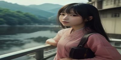 香蕉视频旅行Vlog创作者阿飞在云南大理古城街道行走，蓝天白云背景，背包客装扮
